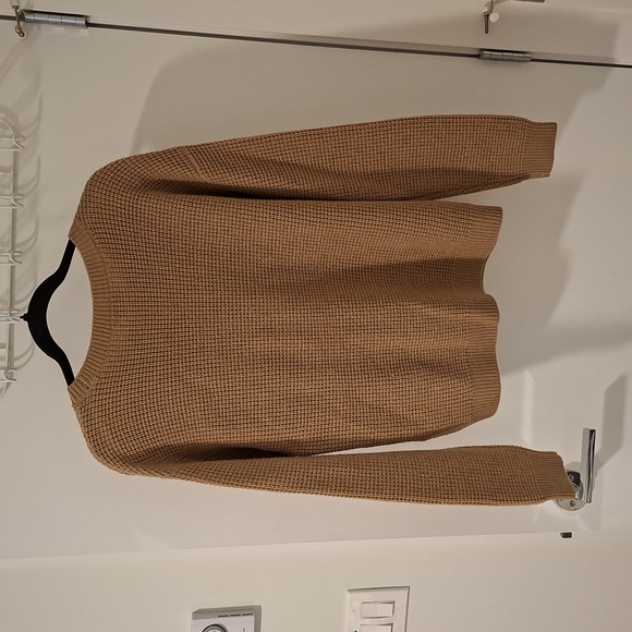 Wilfred Women's Camel/Tan Merino Wool Waffle Knit Crewneck Sweater (Size S) - Picture 7 of 9